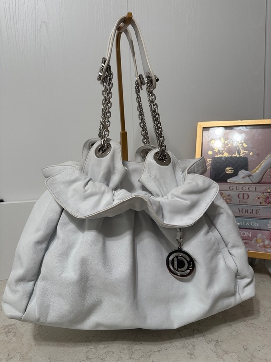 Dior Handbags - Dior La Trente Leather rufffle Shoulder Bag w/ silver Chain Handles w COA in EUC